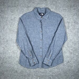The North Face button down shirt womens Medium Blue Linen Cotton Blend